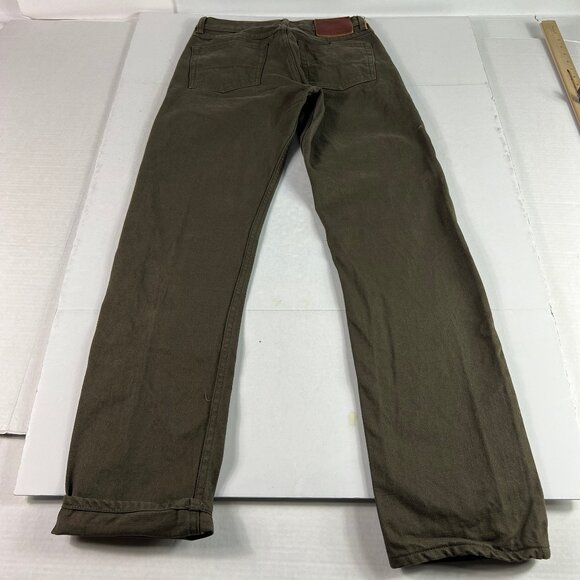 Gustin Jeans Men 28x32* 567 Slim Straight Army Green Faded Selvedge Denim Tag 31 - Picture 9 of 16